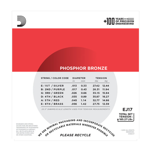 D'Addario EJ17 Phosphor Bronze Medium 13-56, 10-Pack - Image 2