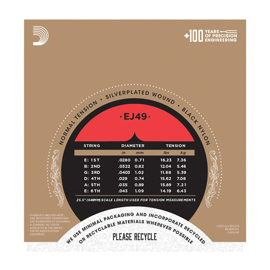 D'Addario EJ49 Pro-Arte Black Nylon Classical Strings 28-43 - Image 2