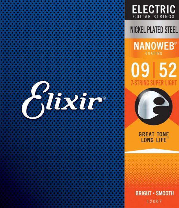 Elixir 12007 Nanoweb Coated 7-String Electric, 9-52