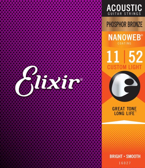 Elixir 16027 Phosphor Bronze NANOWEB Custom Light 11-52 (24-Pack)