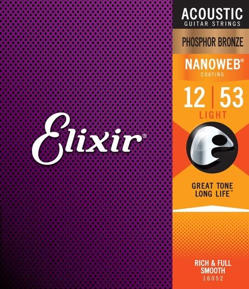 Elixir 16052 NANOWEB Phosphor Bronze Light 12-53 (24-Pack)