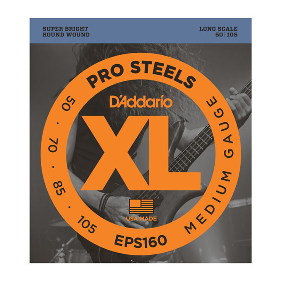 D'Addario EPS160 ProSteels Bass Strings, Medium 50-105