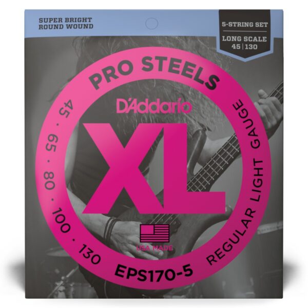 D'Addario EPS170-5 ProSteels 5-String Bass Set 45-130