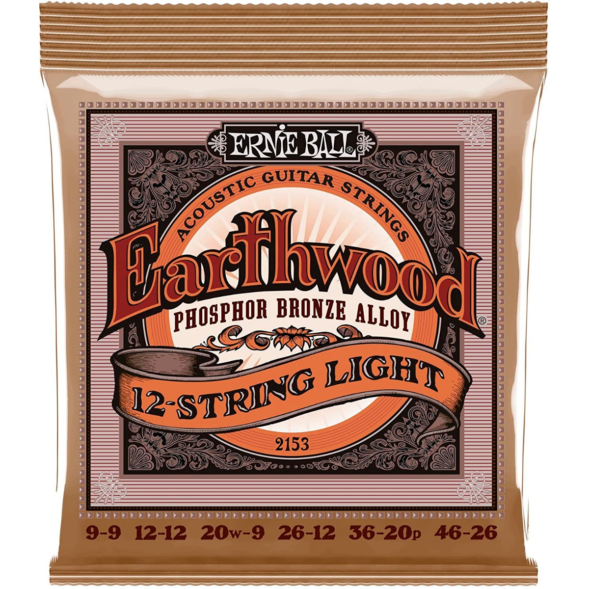 Ernie Ball EB2153 Earthwood Phosphor Bronze 12-String 9-46