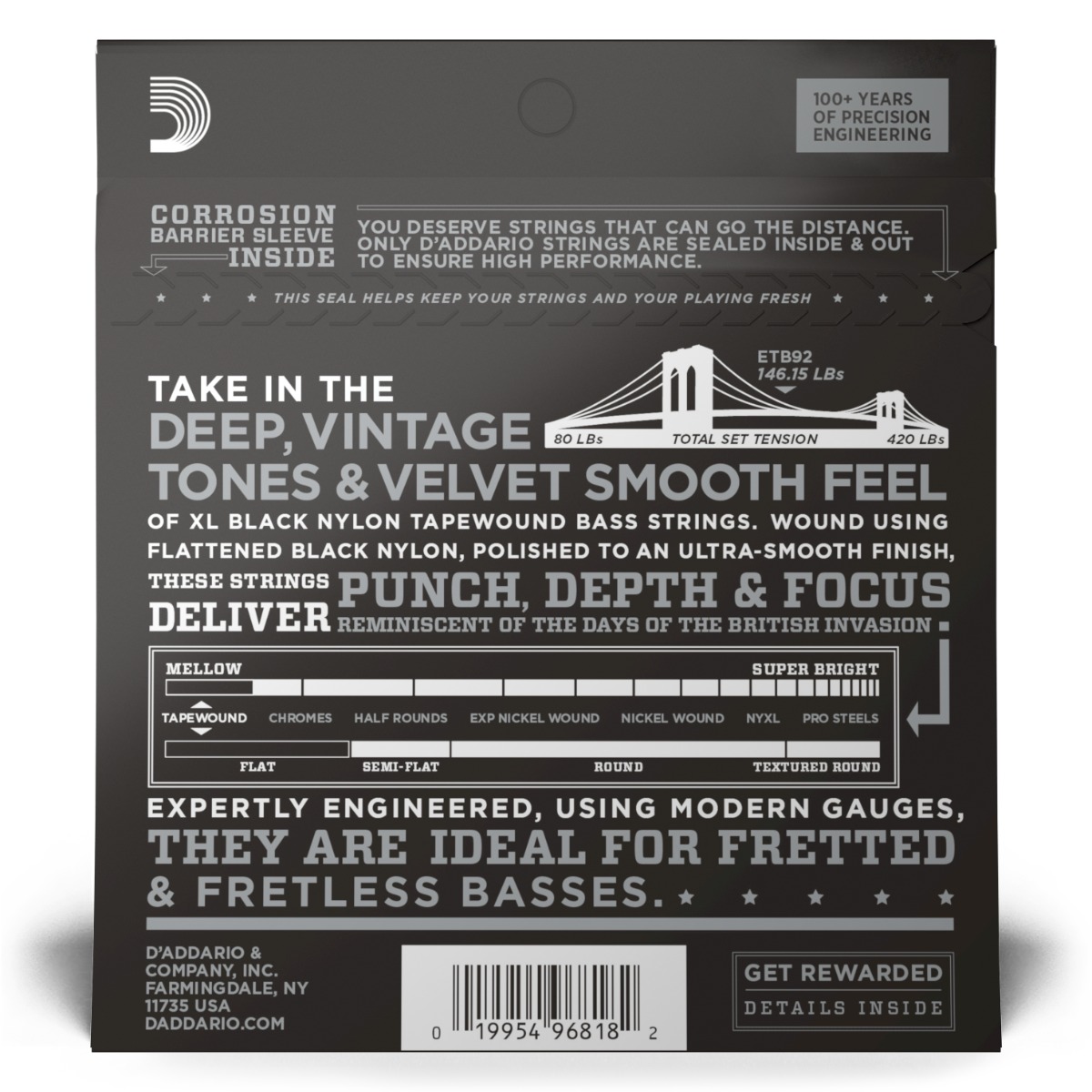 D'Addario ETB92 Tapewound Bass Strings 50-105 Long Scale - Image 2