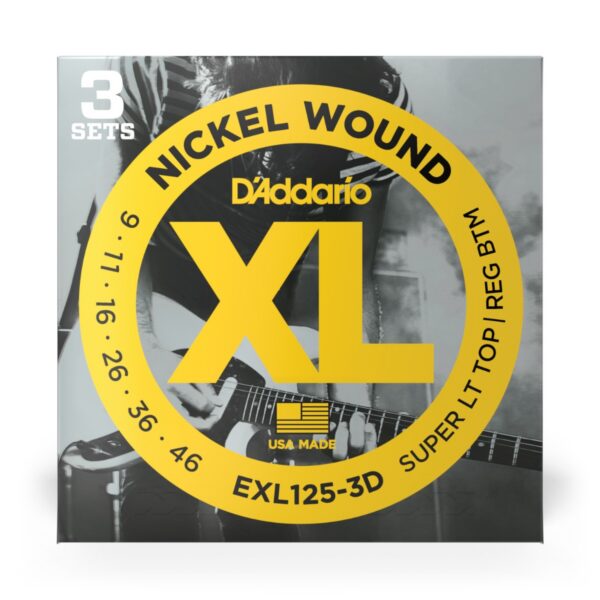 D'Addario EXL125-3D Nickel Electric Strings 3-Pack