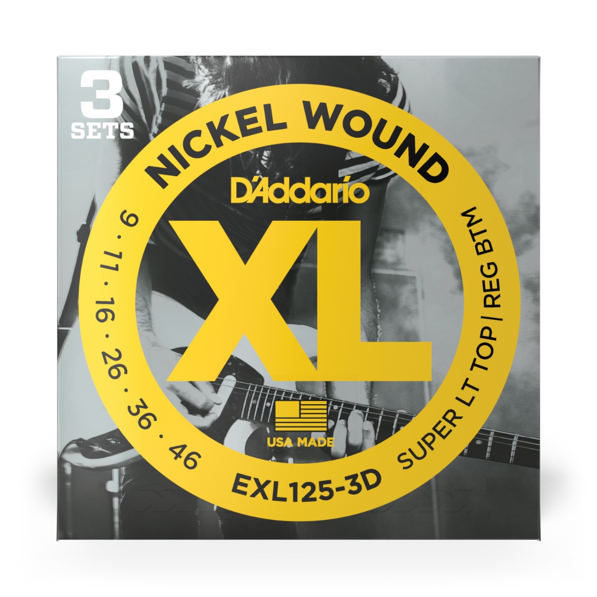 D'Addario EXL125-3D Nickel Electric Strings 3-Pack