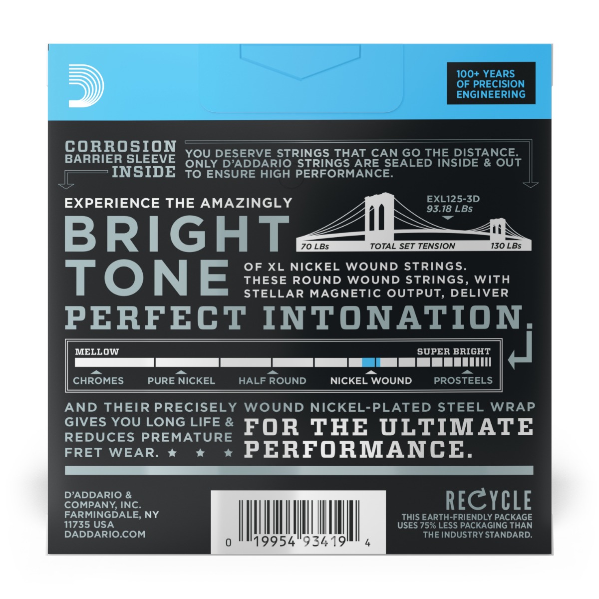 D'Addario EXL125-3D Nickel Electric Strings 3-Pack - Image 2