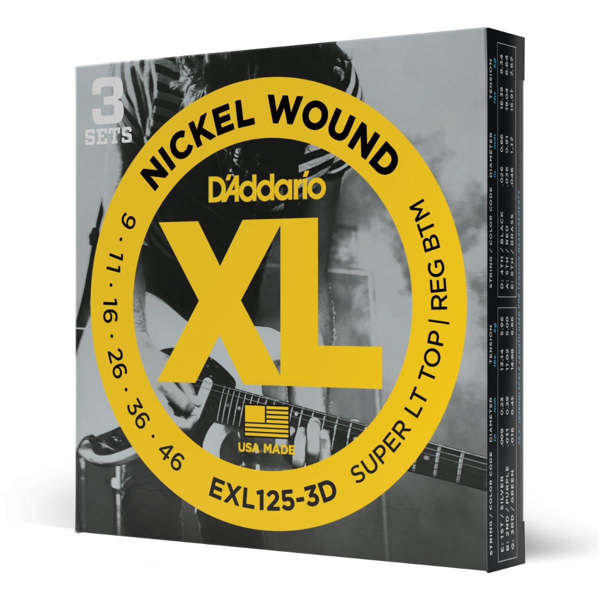 D'Addario EXL125-3D Nickel Electric Strings 3-Pack - Image 3