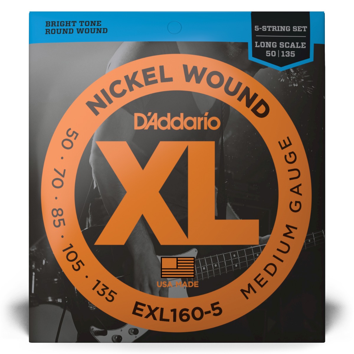D'Addario EXL160-5 Nickel Bass Strings 50-135 5-String Long