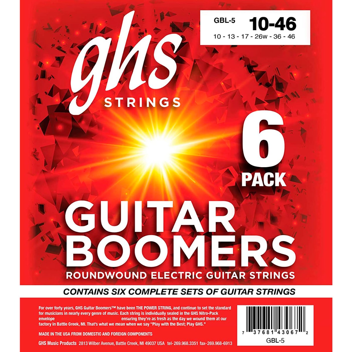 GHS Boomers Light .010 Electric Strings – 5-Pack +1 Free - Image 3