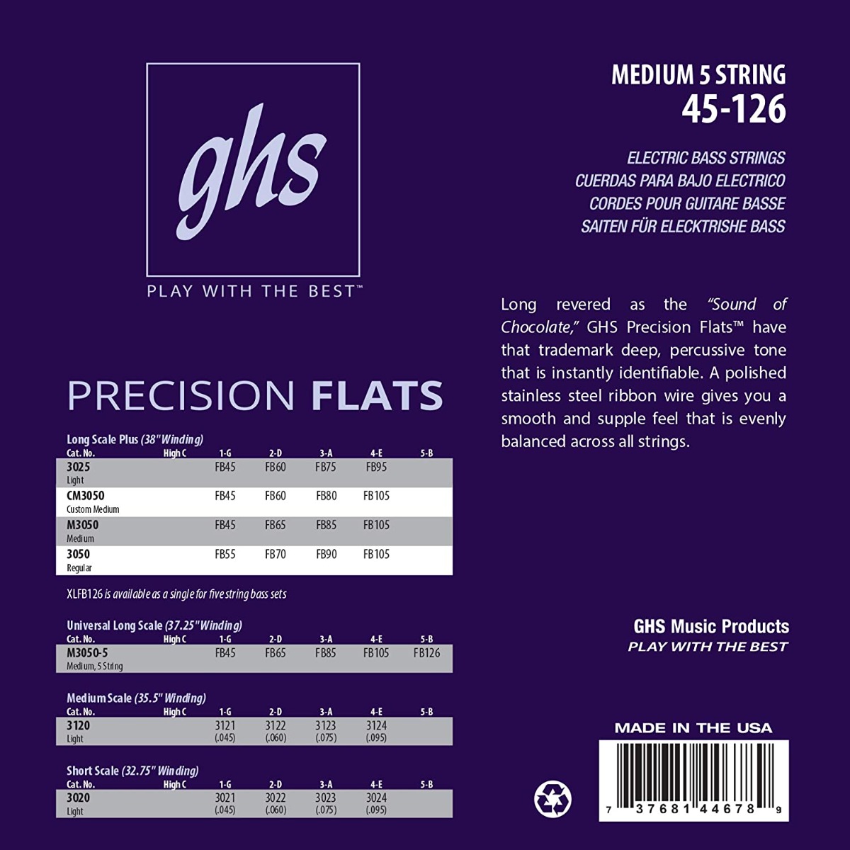 GHS Precision Flats Bass Strings - Medium, Long Scale Plus - Image 3