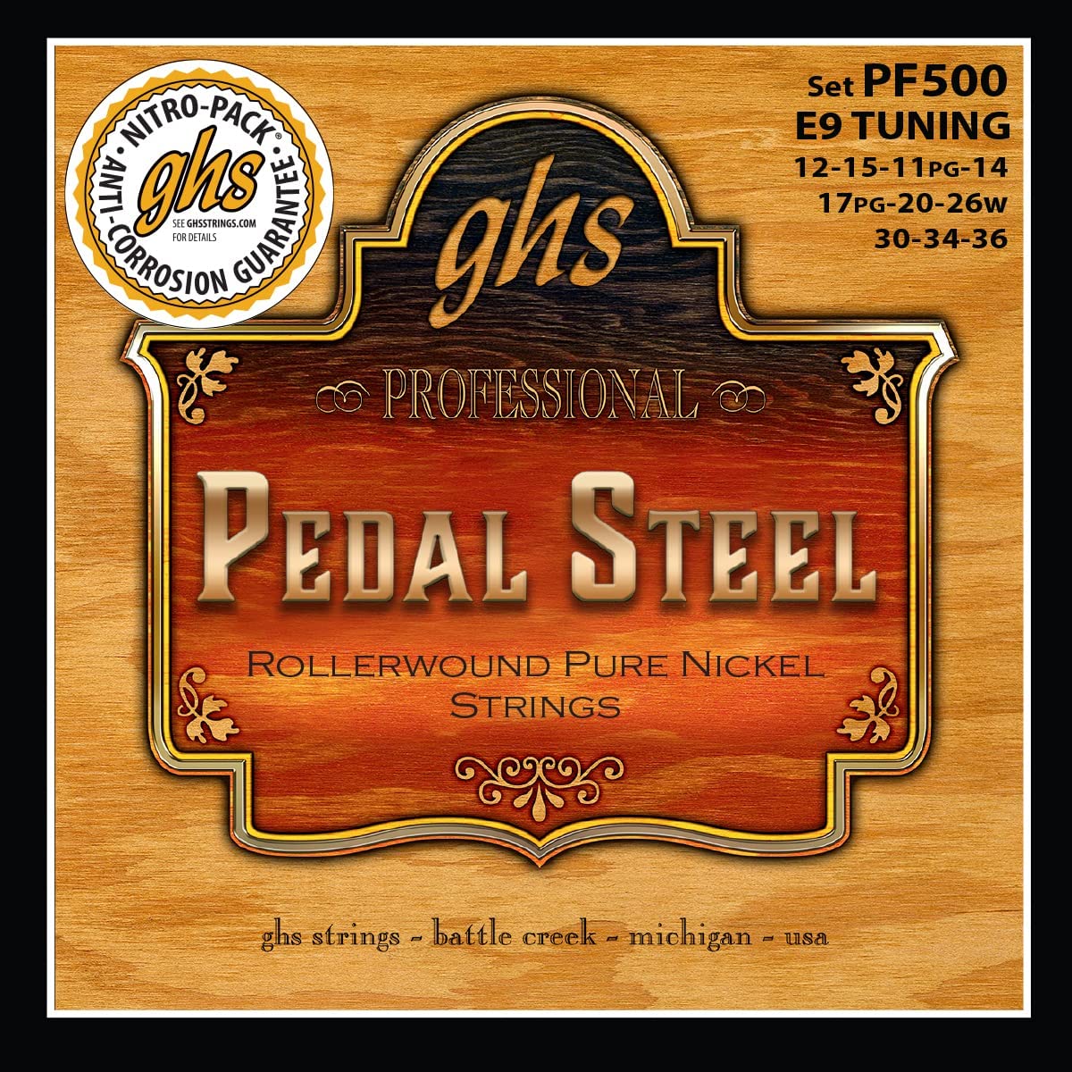 GHS PF550 Pedal Steel Guitar Strings – E9 Tuning Set