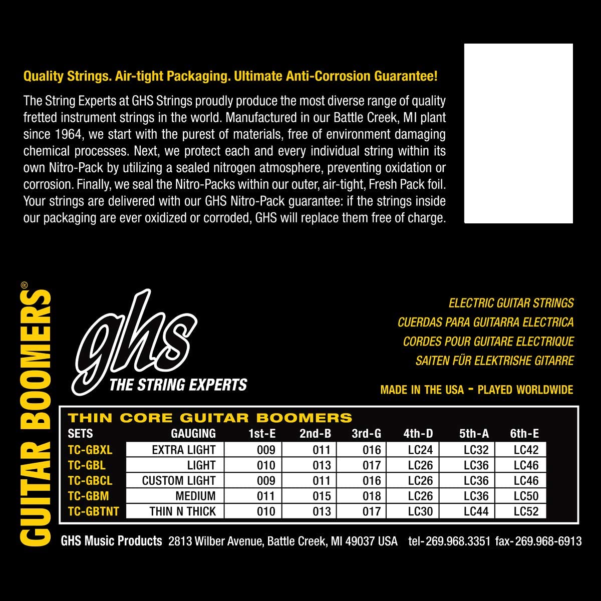 GHS Thin Core Boomers Electric Strings, Custom Light 09-46 - Image 2