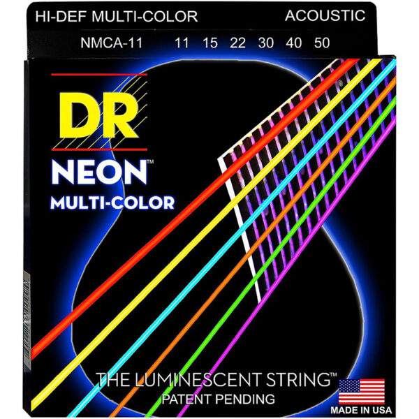 DR Strings Hi-Def NEON Coated Acoustic Strings, Light 12-54