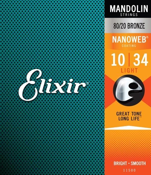 Elixir Mandolin Strings 80/20 Bronze NANOWEB Light .010-.034