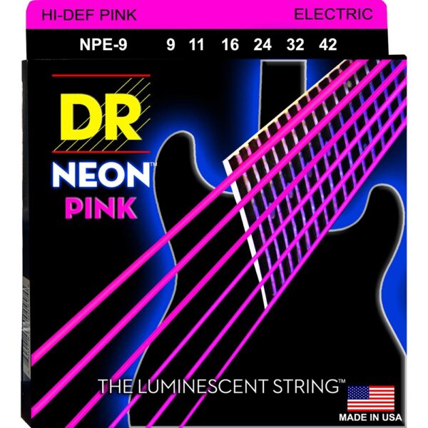 DR Strings Hi-Def NEON Pink K3 Coated Electric (9-42)
