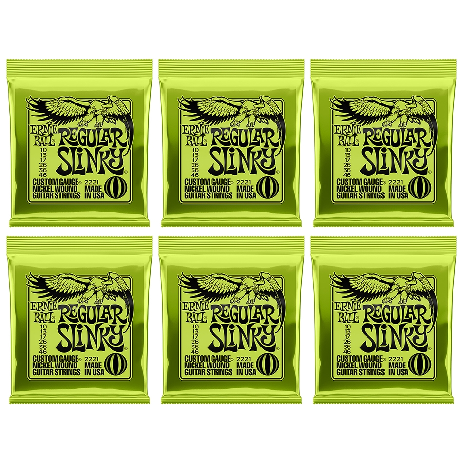 Ernie Ball Regular Slinky Nickel Wound Strings 6-Pack (2221)
