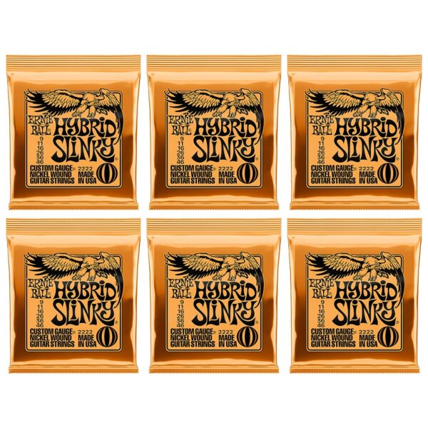 Ernie Ball Hybrid Slinky Nickel Electric Strings 6-Pack (2222)