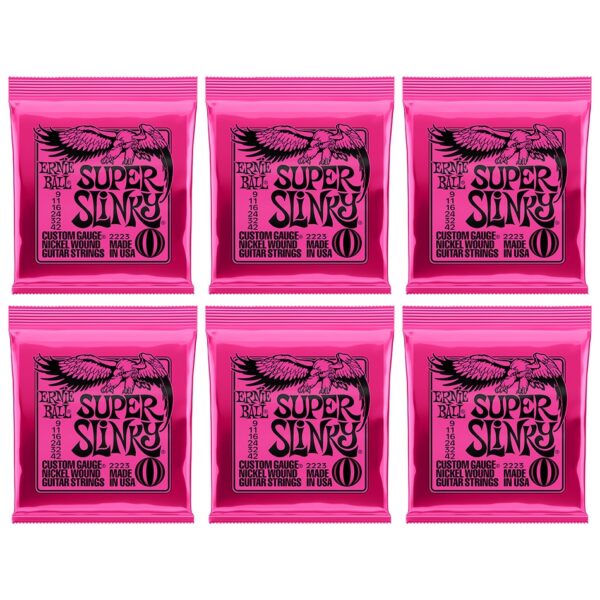 Ernie Ball Super Slinky Nickel Electric Strings, 6-Pack (2223)