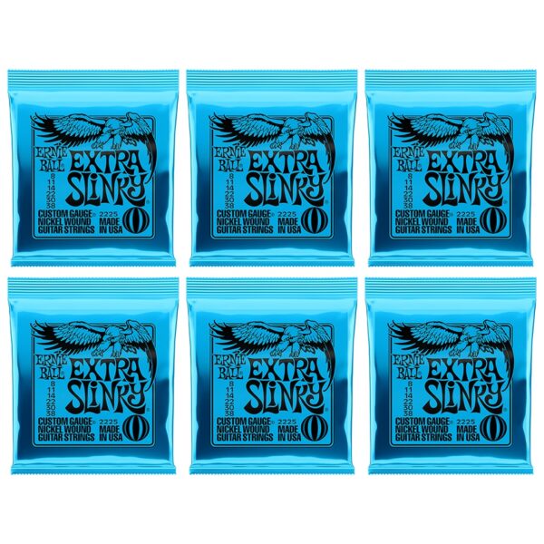 Ernie Ball Extra Slinky Nickel Electric Strings 2225, 6-Pack
