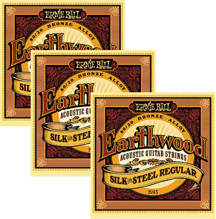 Ernie Ball Earthwood Silk & Steel Regular (2043) - 3-Pack
