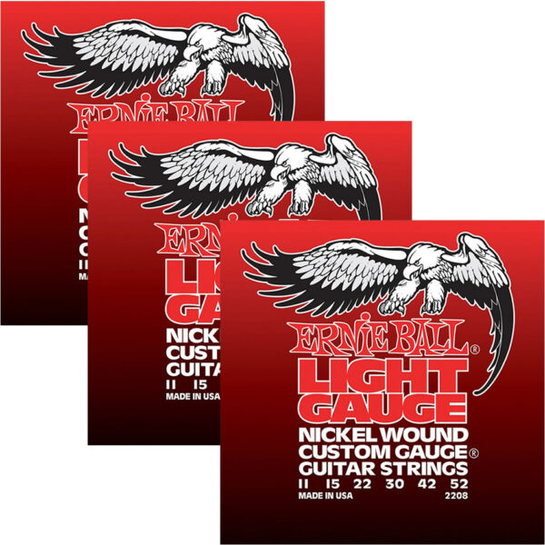 Ernie Ball 2208 Light Nickel Wound Electric Strings, 3-Pack