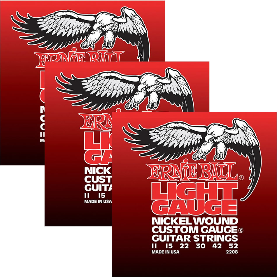 Ernie Ball 2208 Light Nickel Wound Electric Strings, 3-Pack
