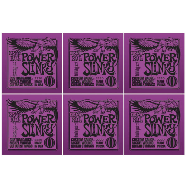 Ernie Ball Power Slinky Nickel Electric Strings – 6-Pack (2220)