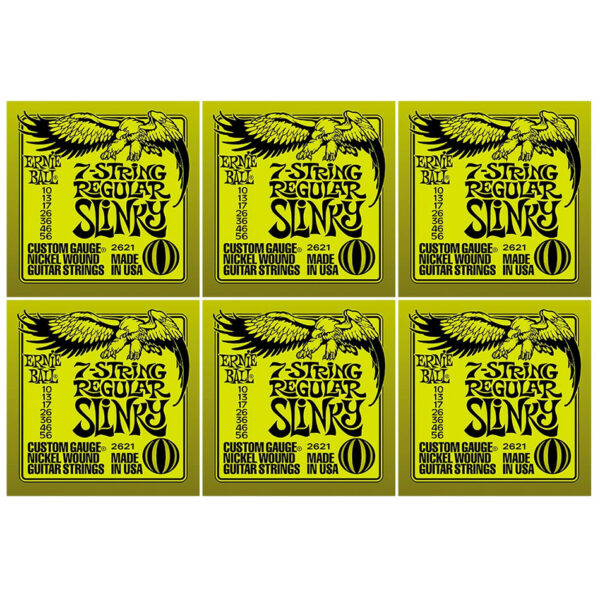 Ernie Ball 2621 Regular Slinky 7-String Nickel, 6-Pack