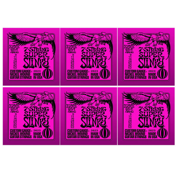Ernie Ball Super Slinky 7-String Nickel Wound 2623 (6-Pack)