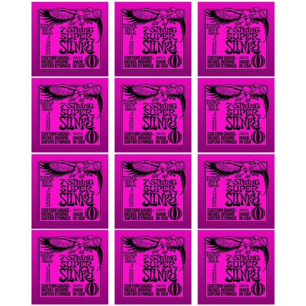 Ernie Ball Super Slinky Nickel 7-String Set (2623) 12-Pack